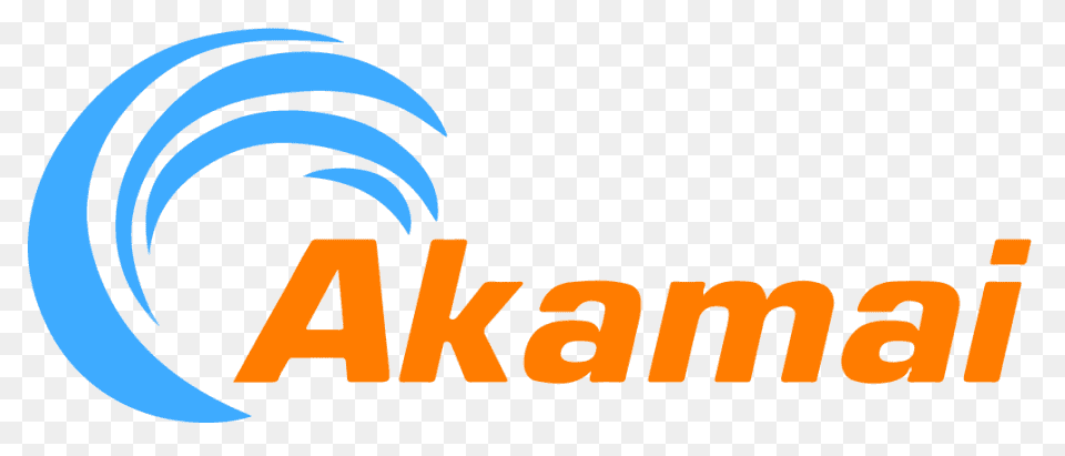 Akamai logo featuring a blue wave design above the name in orange.